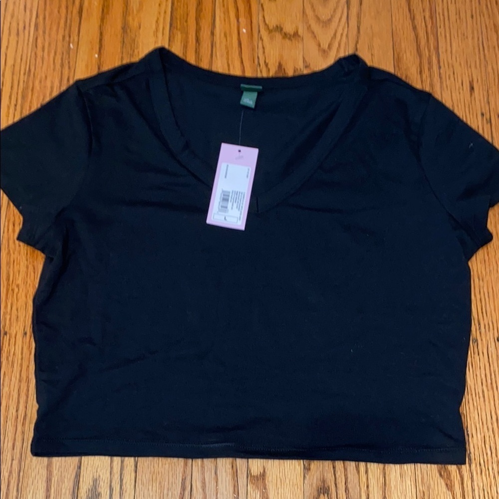 Wild fable Black V-Neck junior crop Top